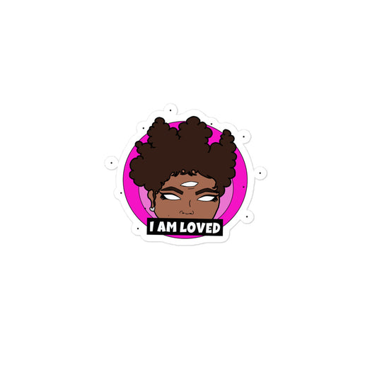 Positive Affirmation sticker - I AM LOVED (Pink)