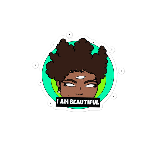 Positive Affirmation sticker - I AM BEAUTIFUL (green)