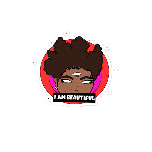 Positive Affirmation sticker - I AM BEAUTIFUL (red)