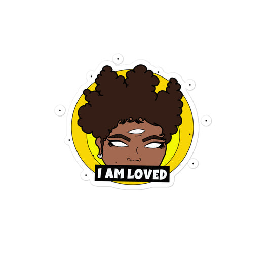 Positive Affirmation sticker - I AM LOVED (yellow)