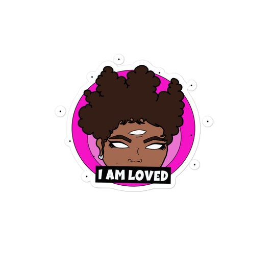 Positive Affirmation sticker - I AM LOVED (Pink)