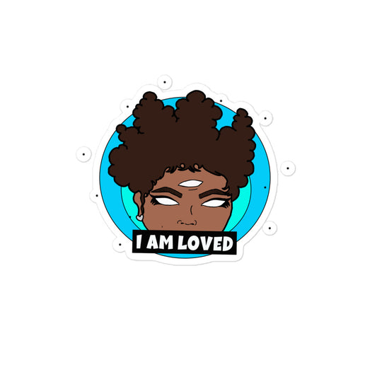 Positive Affirmation sticker - I AM LOVED (BLUE)