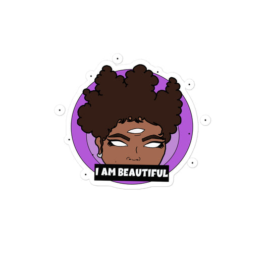 Positive Affirmation sticker - I AM BEAUTIFUL (purple)
