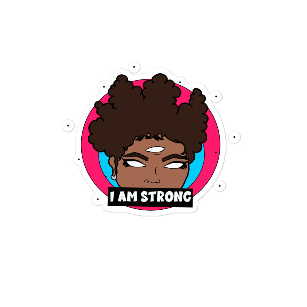 Positive Affirmation sticker - I AM STRONG (pink/blue)