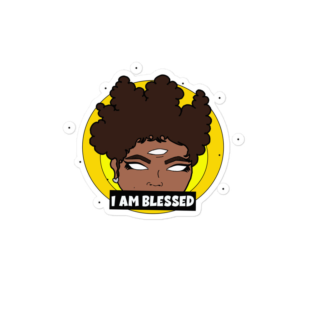 Positive Affirmation sticker - I AM BLESSED (yellow)