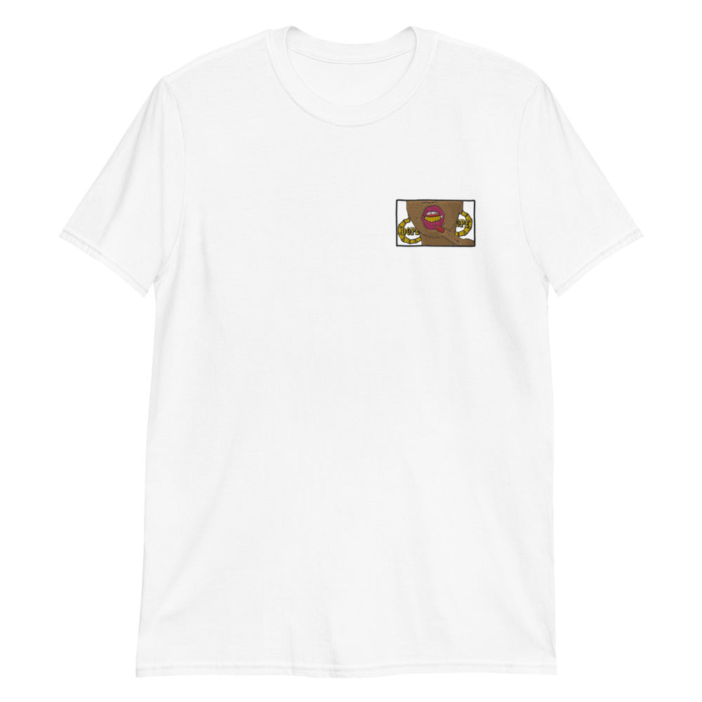 Embroidered 'smile fa me' Short-Sleeve Unisex T-Shirt